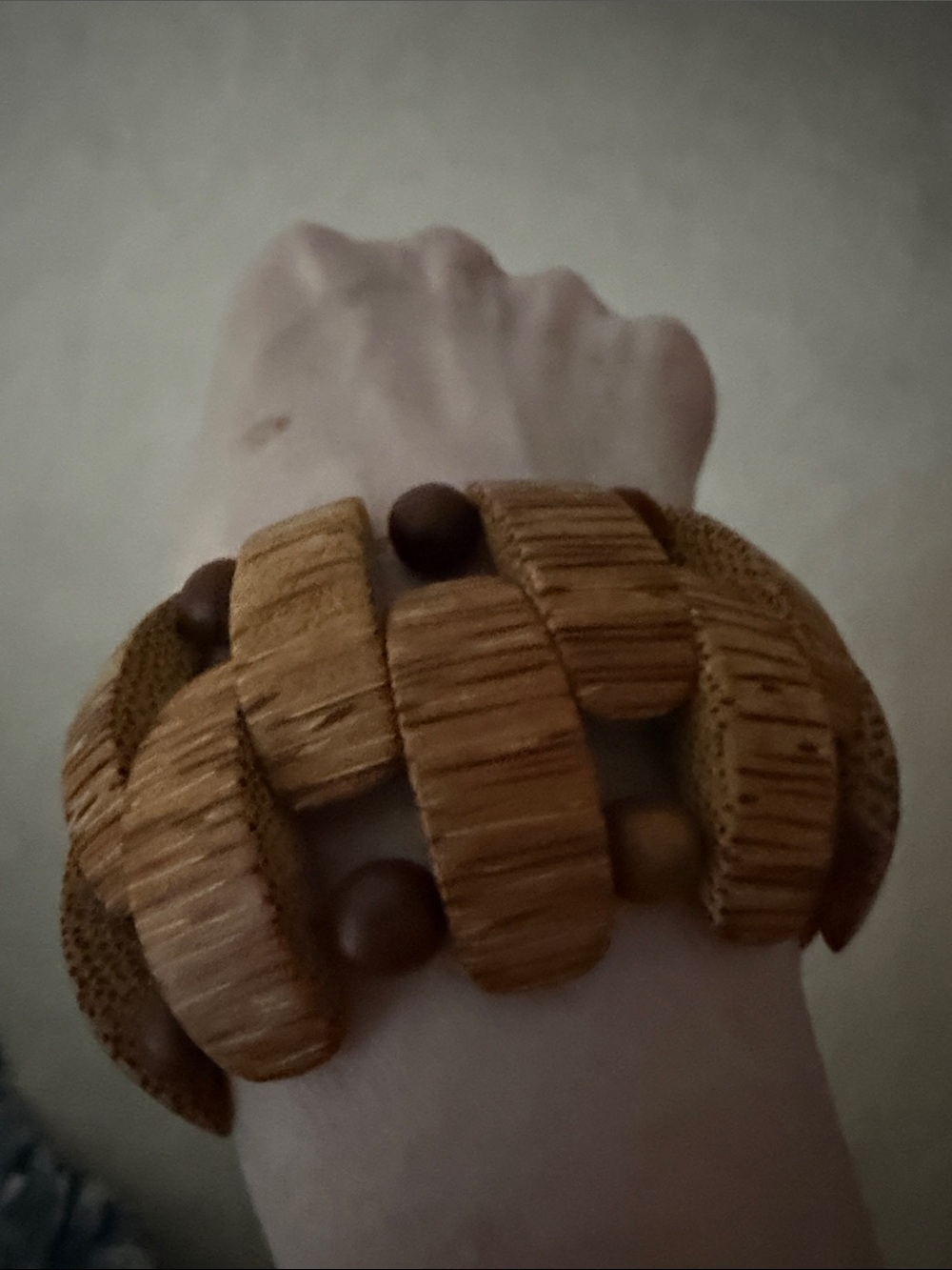 NWOT Handcrafted Woven Wooden Bead Elastic Bracelet